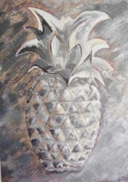 ananas gris argent (acrylique sur toile)