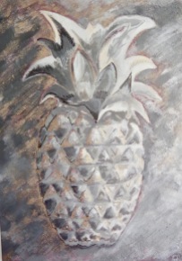 ananas gris argent (acrylique sur toile)